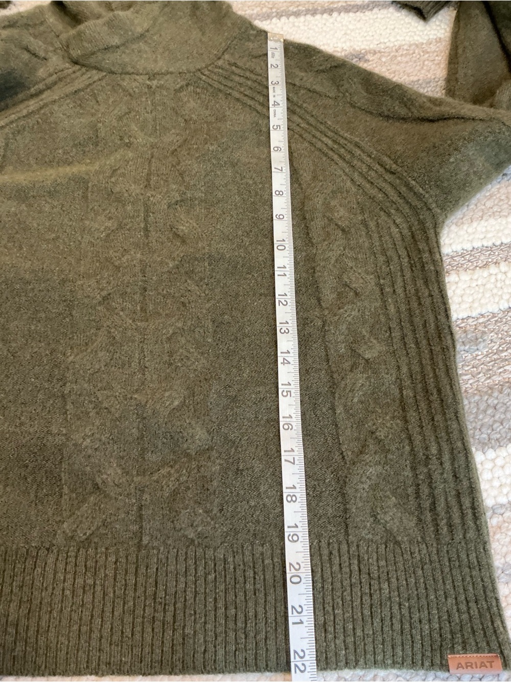 Ariat Novato Wool Blend Sweater in Olive Green Horse Bit Detail Size Small - Picture 12 of 16